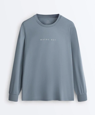 Лонгслив из высокотехнологичной ткани с надписью- Заказать в России