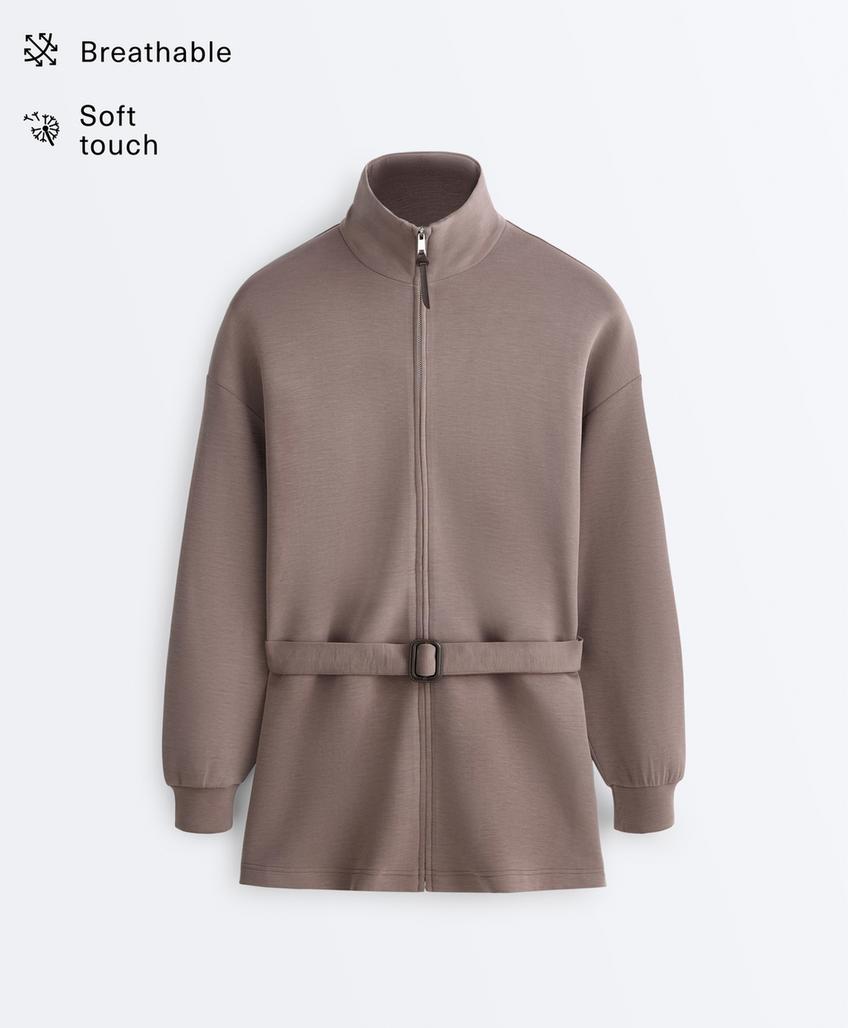 Длинная куртка-корсет с поясом из мягкой ткани с модалом