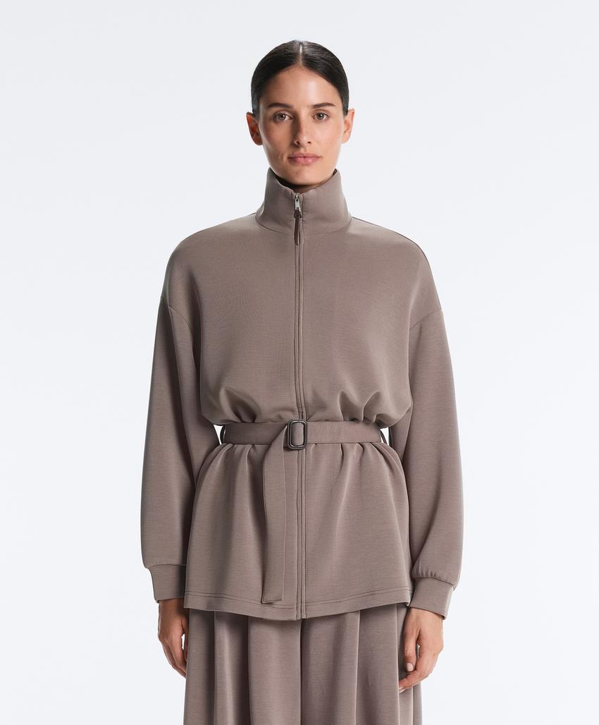 Длинная куртка-корсет с поясом из мягкой ткани с модалом