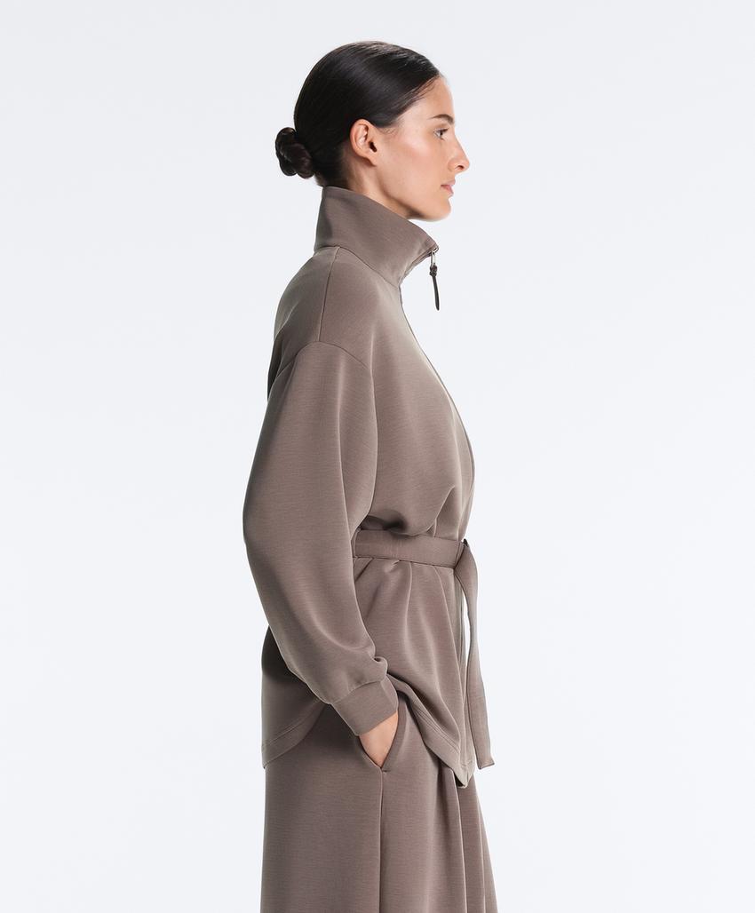 Длинная куртка-корсет с поясом из мягкой ткани с модалом