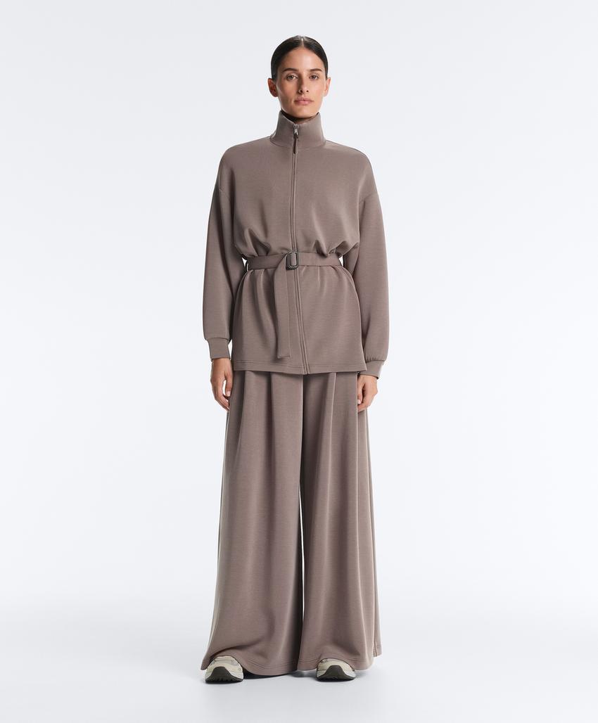 Длинная куртка-корсет с поясом из мягкой ткани с модалом