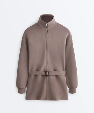 Длинная куртка-корсет с поясом из мягкой ткани с модалом- Заказать в России