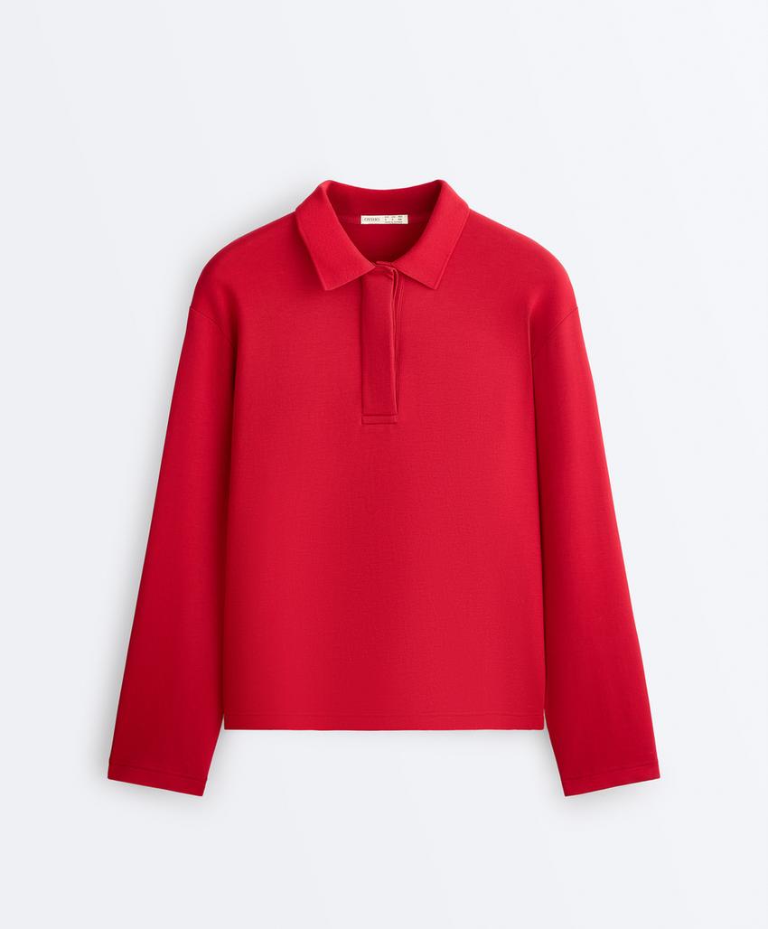 Рубашка-поло с длинным рукавом из пике