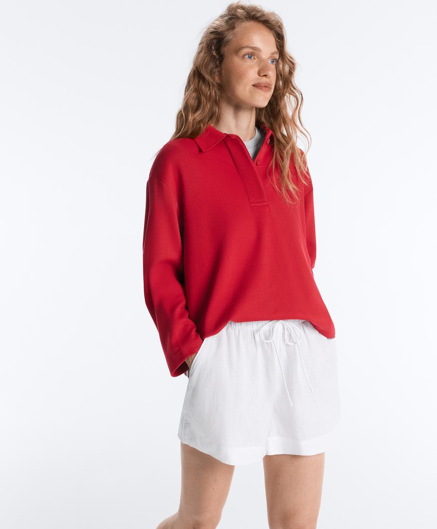 Рубашка-поло с длинным рукавом из пике