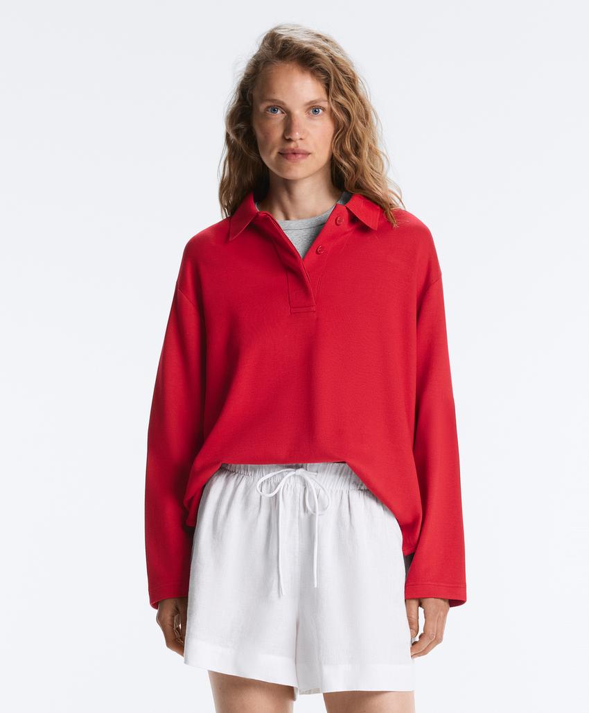 Рубашка-поло с длинным рукавом из пике