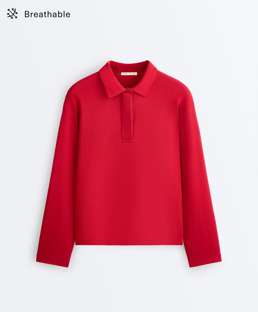 Рубашка-поло с длинным рукавом из пике