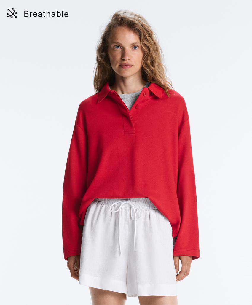 Рубашка-поло с длинным рукавом из пике