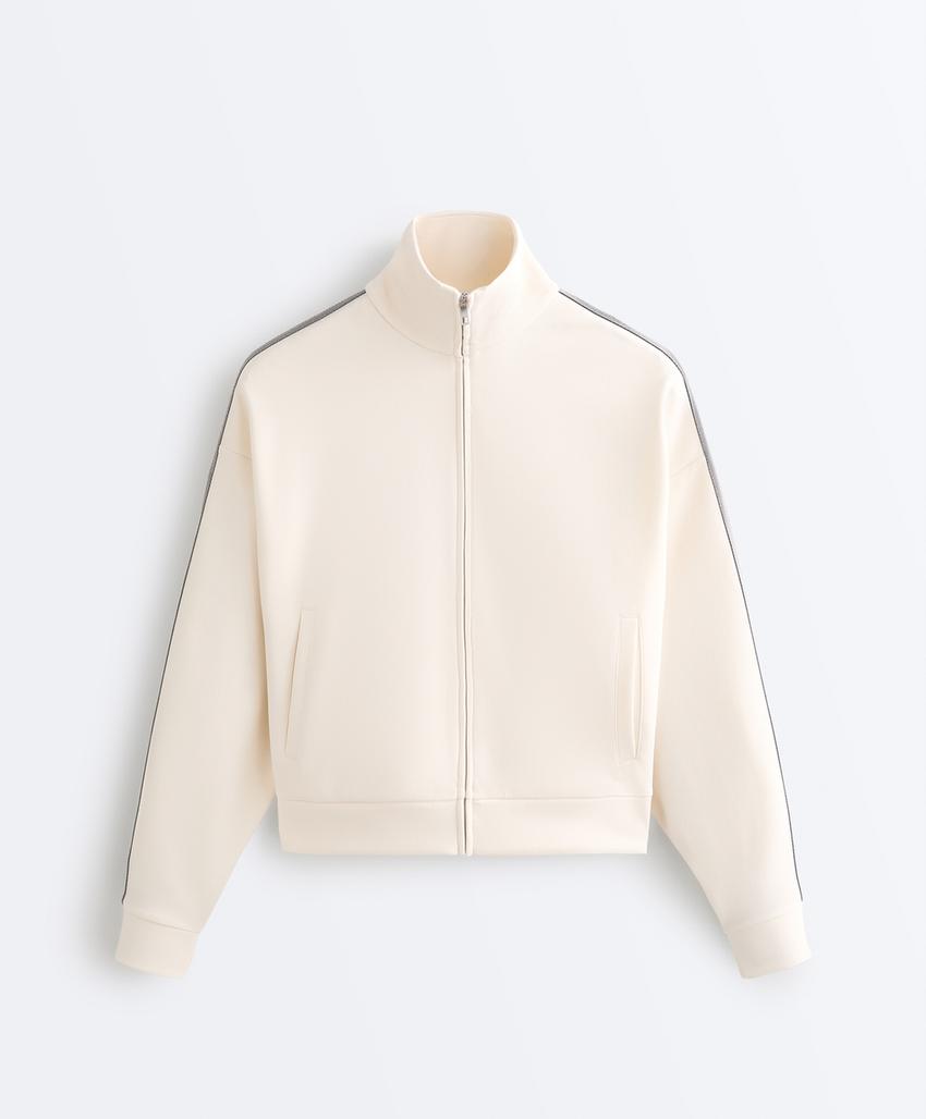 Куртка из пике с хлопком и боковой тесьмой в елочку