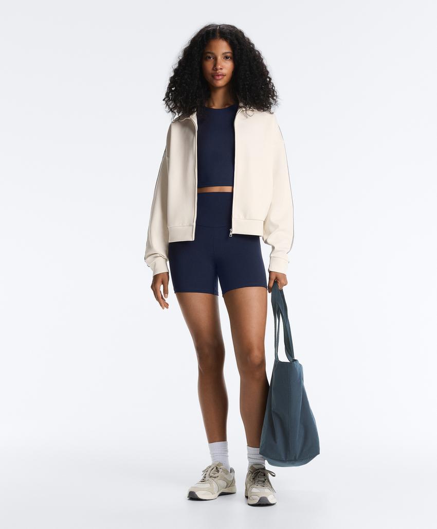 Куртка из пике с хлопком и боковой тесьмой в елочку