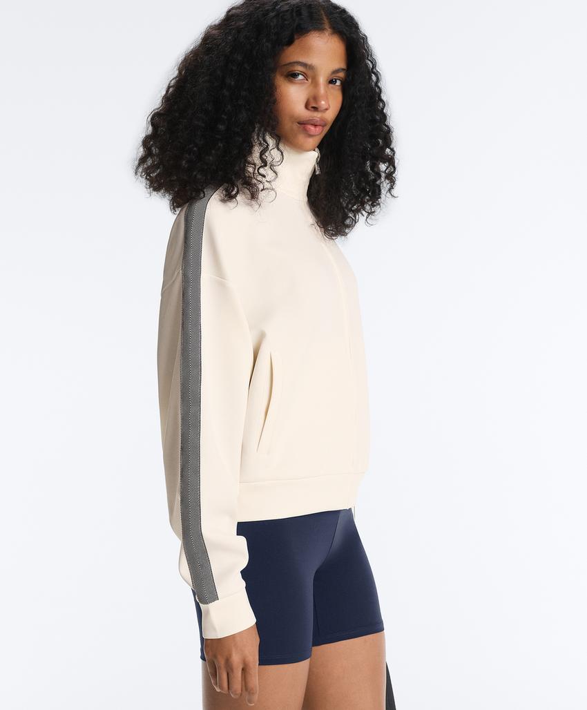 Куртка из пике с хлопком и боковой тесьмой в елочку