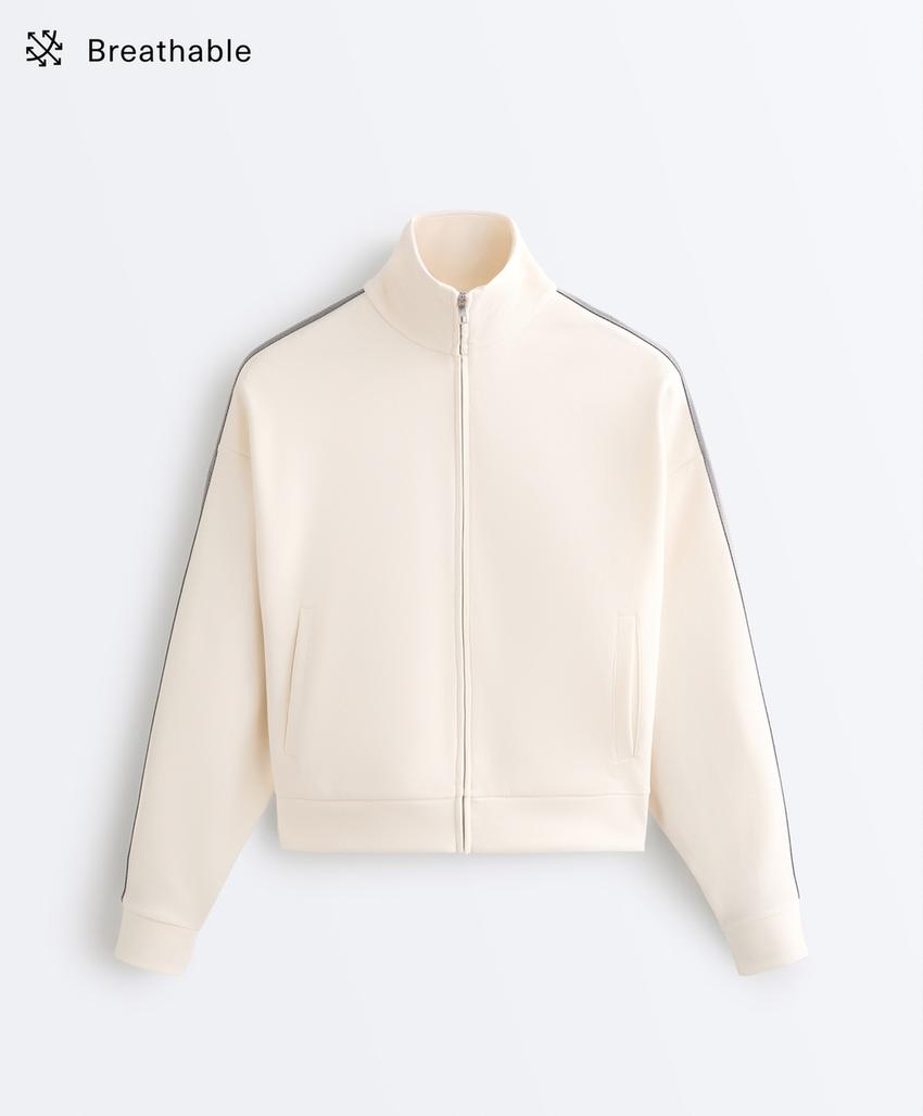 Куртка из пике с хлопком и боковой тесьмой в елочку