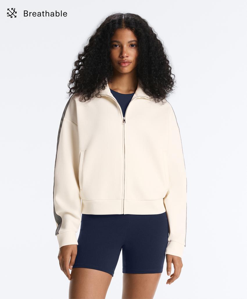 Куртка из пике с хлопком и боковой тесьмой в елочку