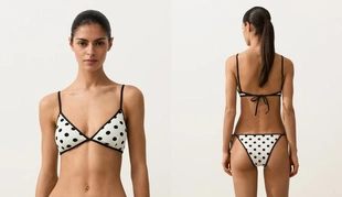 Топ бикини из пике в горошек- Заказать в России