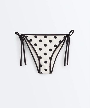 Полуоткрытые плавки бикини из пике в горошек- Заказать в России