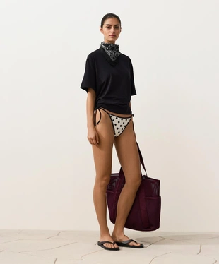 Полуоткрытые плавки бикини из пике в горошек- Заказать в России