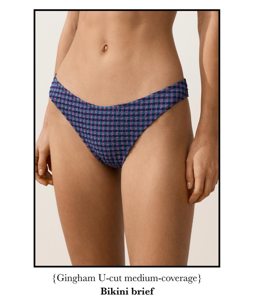Полуоткрытые плавки бикини U-образной формы в клетку виши