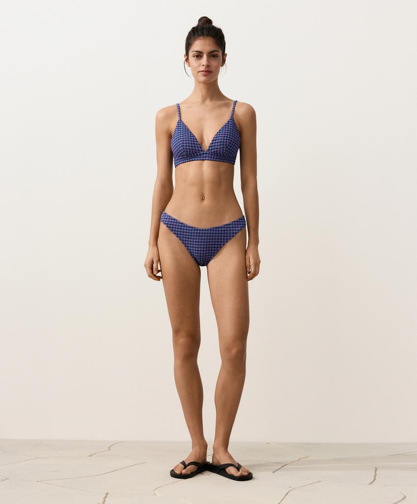 Полуоткрытые плавки бикини U-образной формы в клетку виши