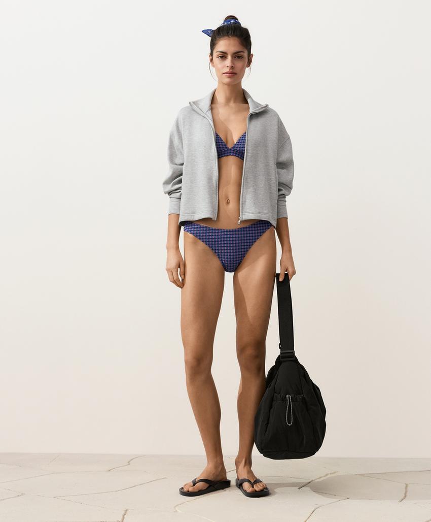 Полуоткрытые плавки бикини U-образной формы в клетку виши