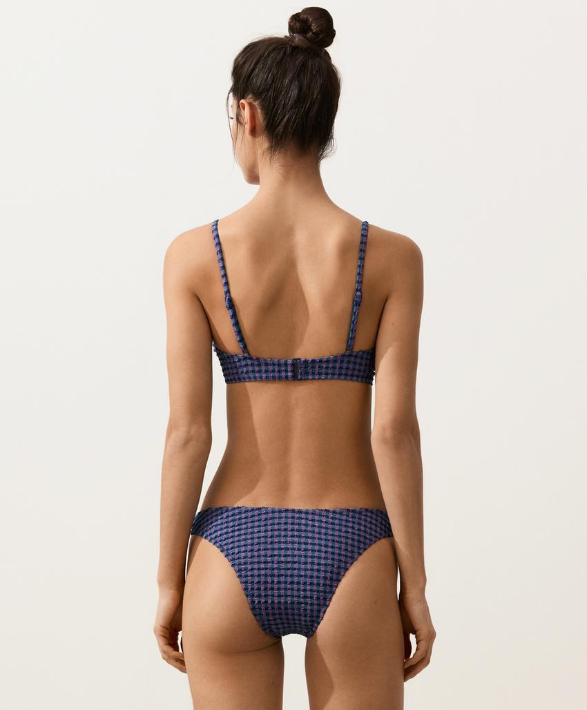 Полуоткрытые плавки бикини U-образной формы в клетку виши