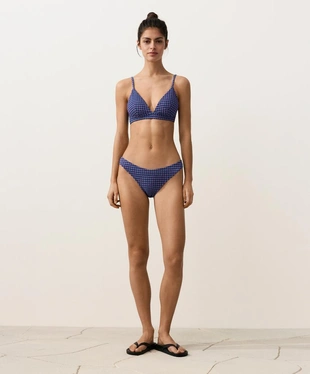 Полуоткрытые плавки бикини U-образной формы в клетку виши- Заказать в России