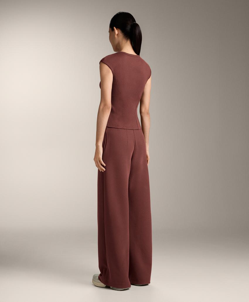 Футболка с короткими рукавами из ткани в рубчик с хлопком и модалом