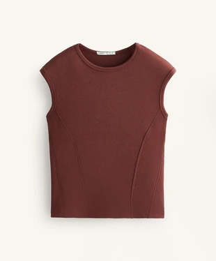 Футболка с короткими рукавами из ткани в рубчик с хлопком и модалом- Заказать в России