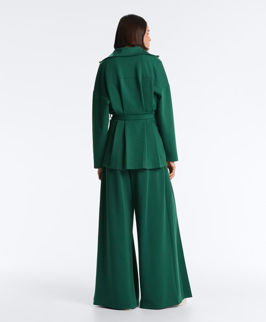 Длинная куртка из пике с поясом и складками, хлопок