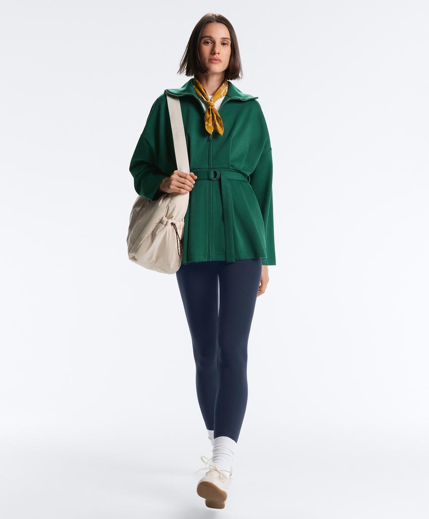 Длинная куртка из пике с поясом и складками, хлопок