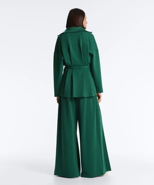 Длинная куртка из пике с поясом и складками, хлопок- Заказать в России