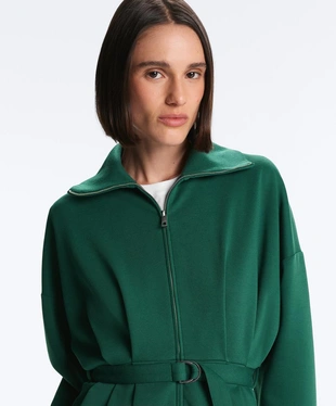 Длинная куртка из пике с поясом и складками, хлопок- Заказать в России