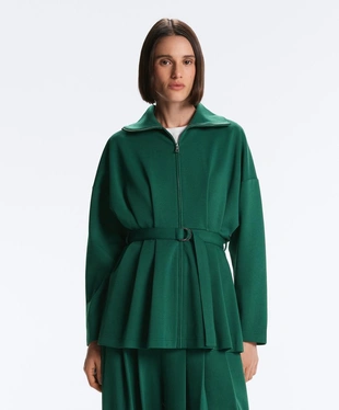 Длинная куртка из пике с поясом и складками, хлопок- Заказать в России