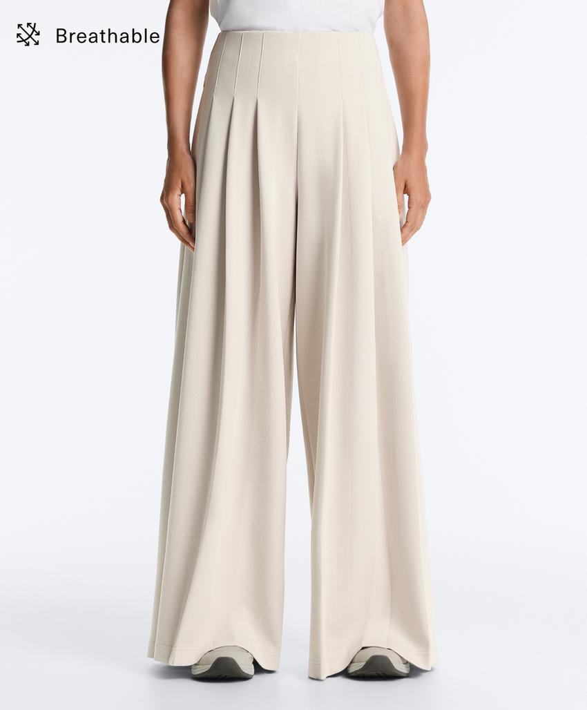 Брюки wide leg из хлопка пике в складку