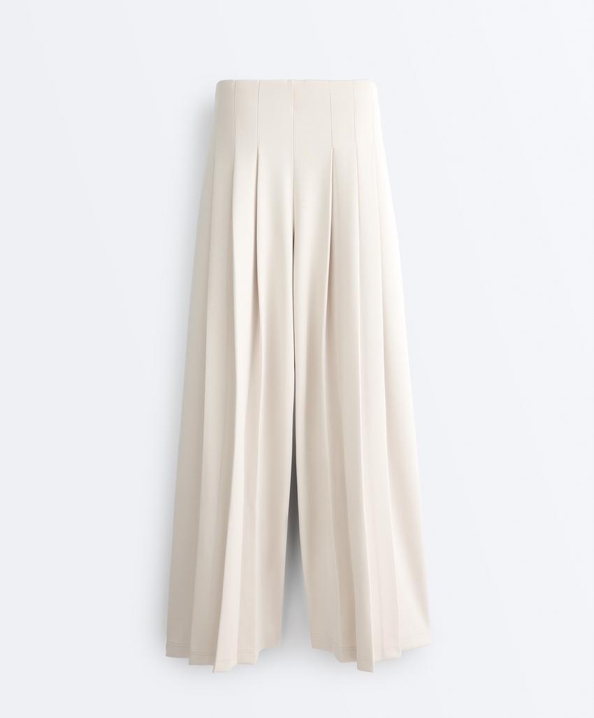 Брюки wide leg из хлопка пике в складку