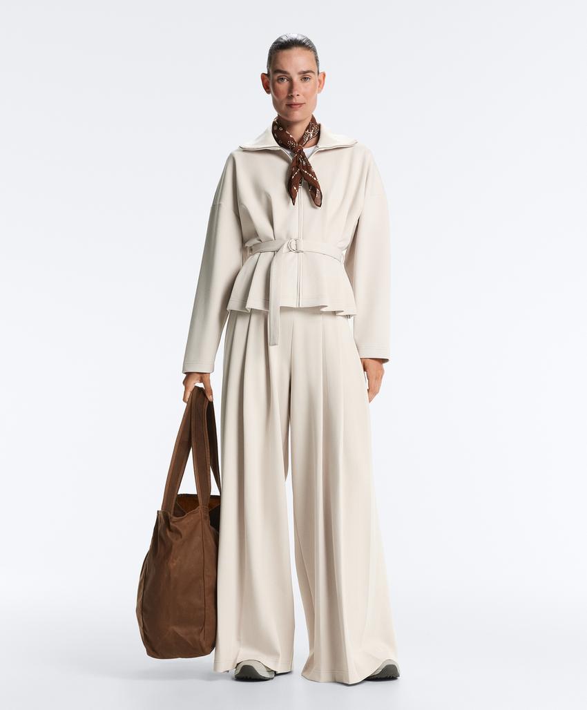 Брюки wide leg из хлопка пике в складку