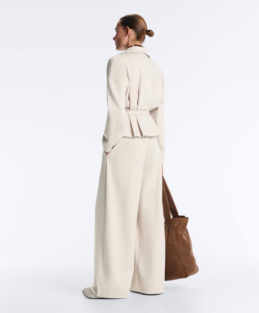 Брюки wide leg из хлопка пике в складку