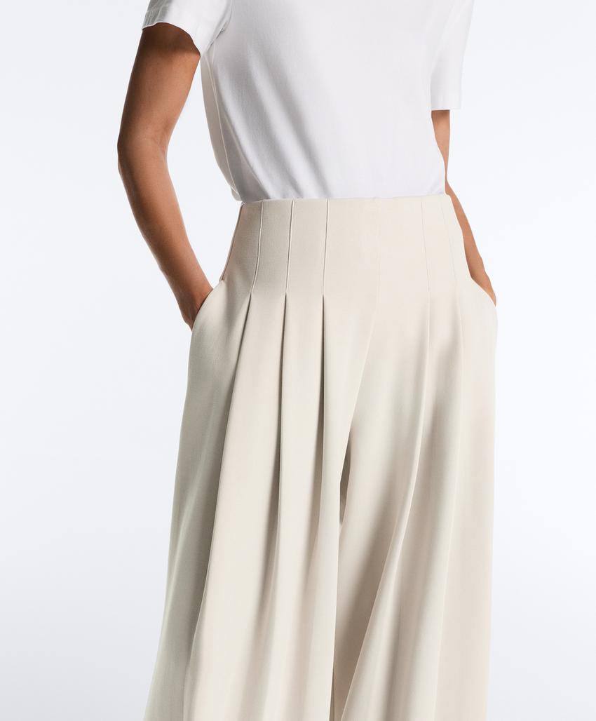 Брюки wide leg из хлопка пике в складку