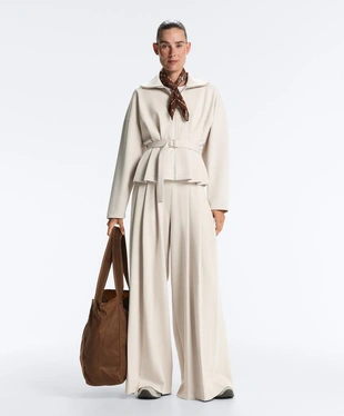 Брюки wide leg из хлопка пике в складку- Заказать в России