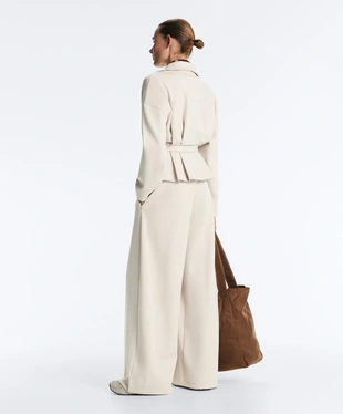 Брюки wide leg из хлопка пике в складку- Заказать в России