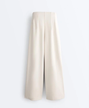 Брюки wide leg из хлопка пике в складку- Заказать в России