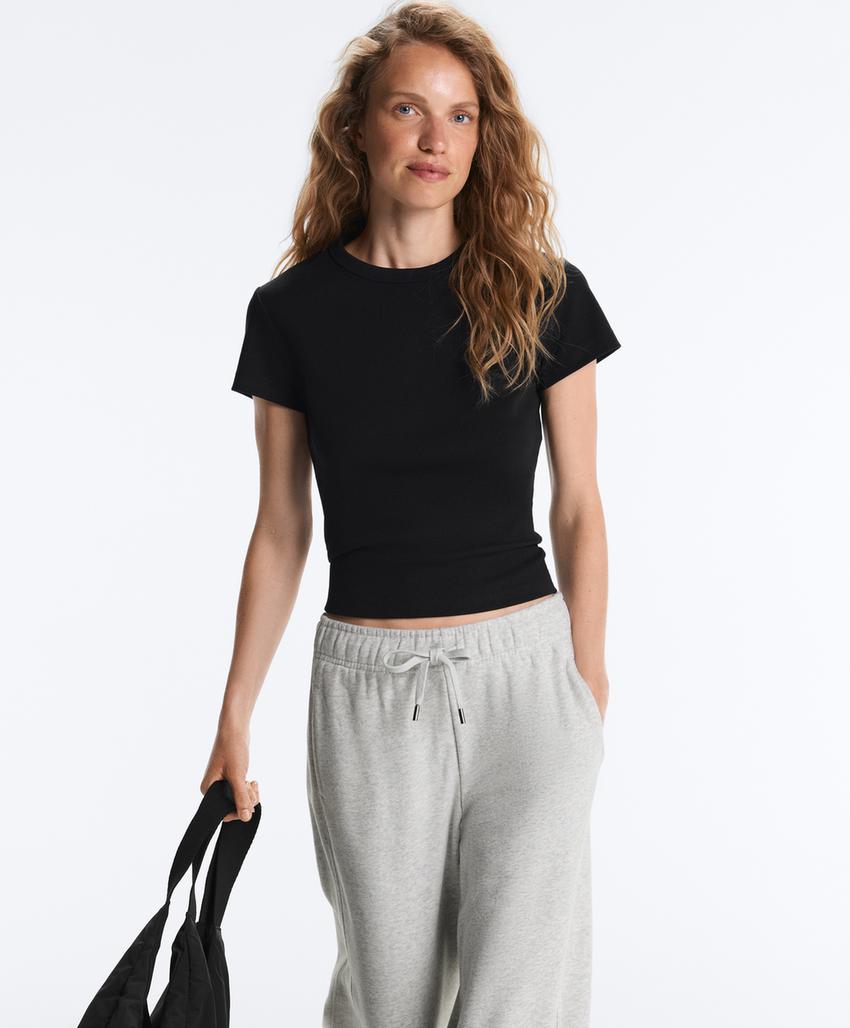 Футболка Rib Fit из смесового хлопка