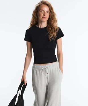 Футболка Rib Fit из смесового хлопка- Заказать в России