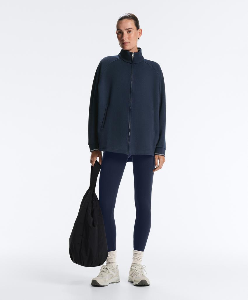 Длинная куртка пике с хлопком и контрастным Piping