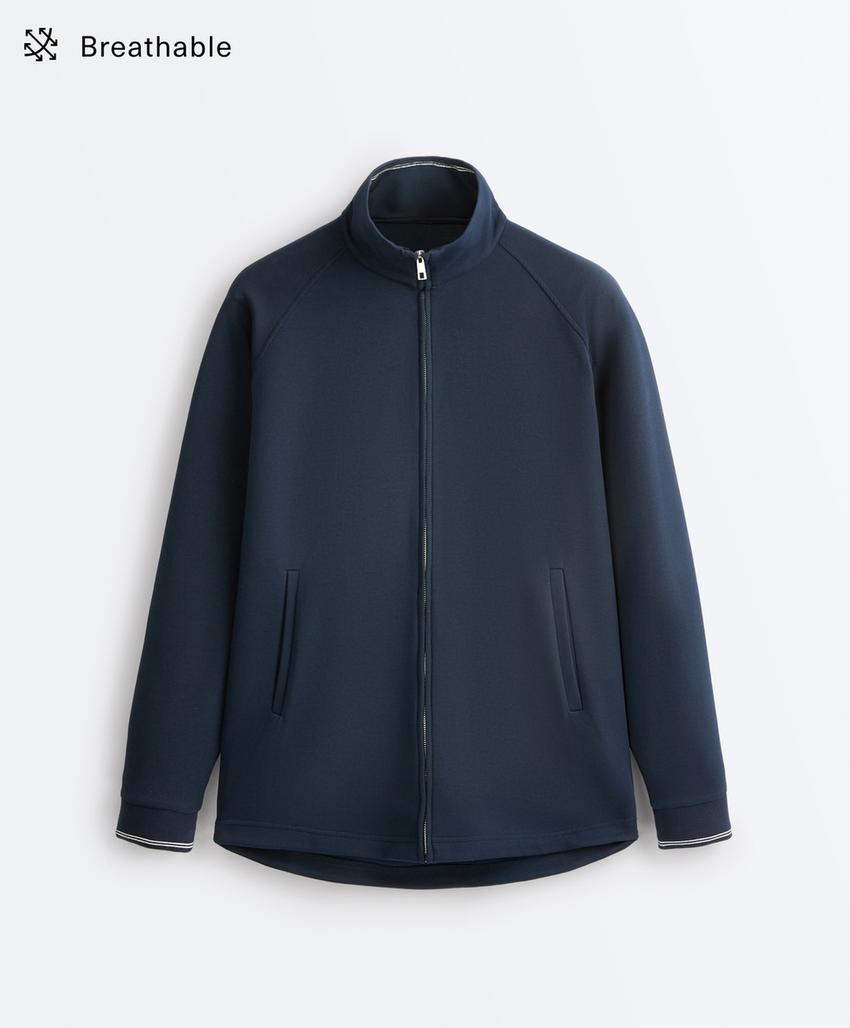 Длинная куртка пике с хлопком и контрастным Piping