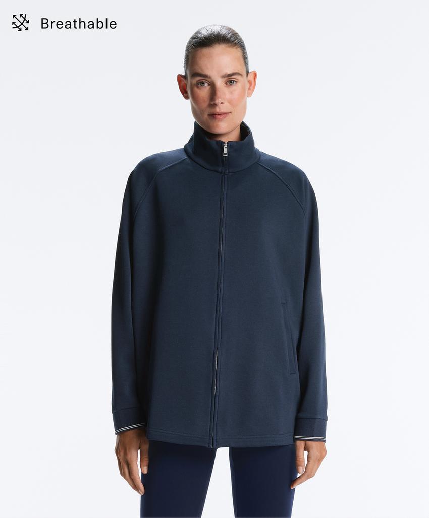 Длинная куртка пике с хлопком и контрастным Piping