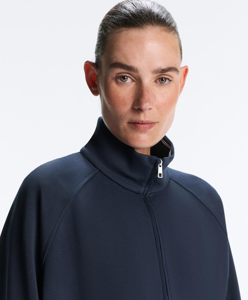 Длинная куртка пике с хлопком и контрастным Piping