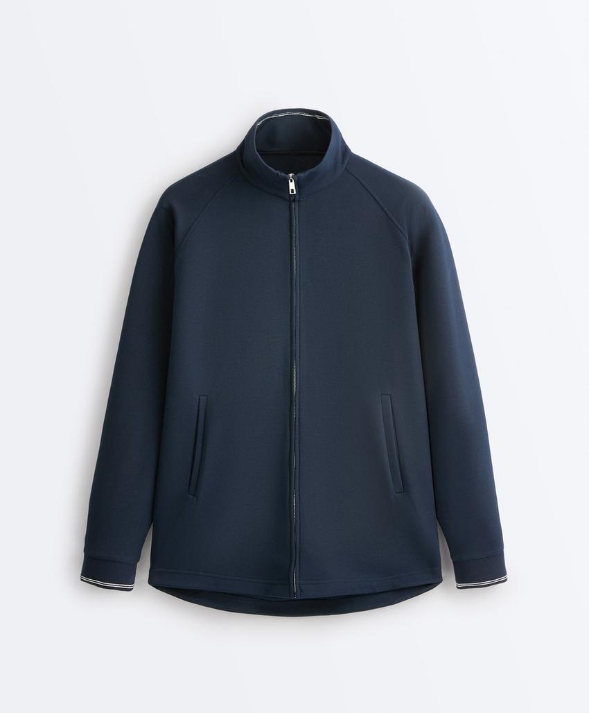 Длинная куртка пике с хлопком и контрастным Piping