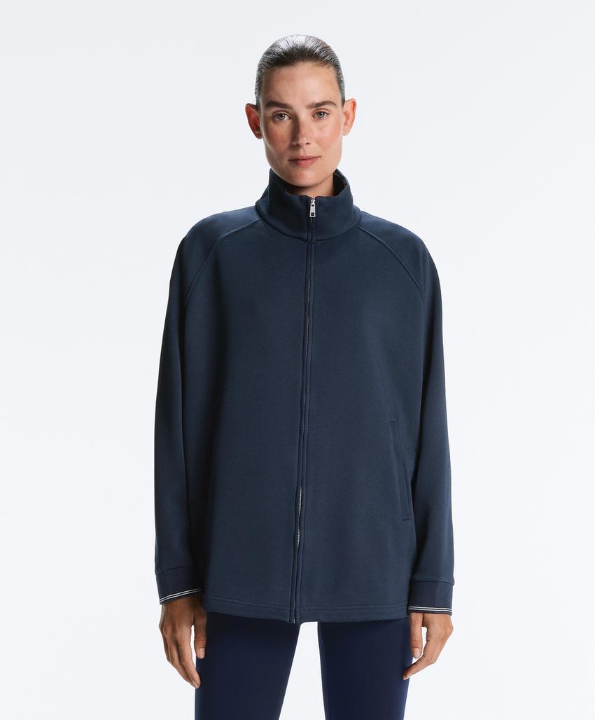 Длинная куртка пике с хлопком и контрастным Piping