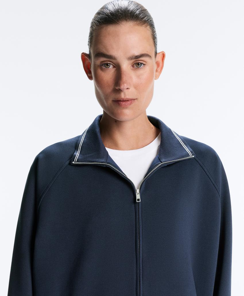 Длинная куртка пике с хлопком и контрастным Piping