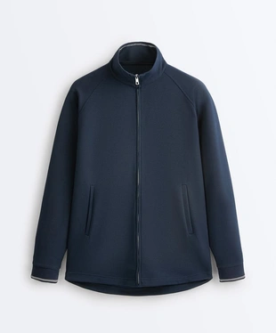 Длинная куртка пике с хлопком и контрастным Piping- Заказать в России