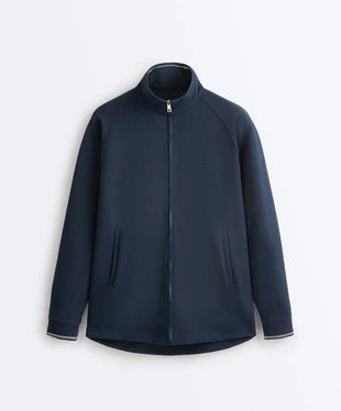 Длинная куртка пике с хлопком и контрастным Piping- Заказать в России